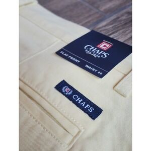 Chaps Mens Flat Front Shorts Pastel Yellow 100% Cotton Size 40 NWT New